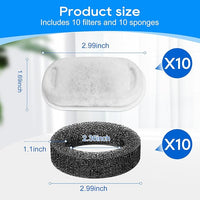 Cat Water Fountain Filter Replacement 67oz/2L, 8+8 Pack Filter & Sponge Compatible with Tomxcute Cat Fountain Stainless Steel 135oz/4.0L or 108oz/3.2L, Compatible with NautyPaws 3.2L/108oz