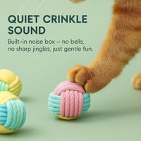 No Catnip Cat Toy Balls, 6 Pack Crinkle Chew Toys – Essentials for Cats - Pastel - image 3