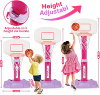 Kids Basketball Hoop, Adjustable Toddler Basketball Hoop Set for Ages 1-3 – Fun for Kids & Family - Pink - image 2