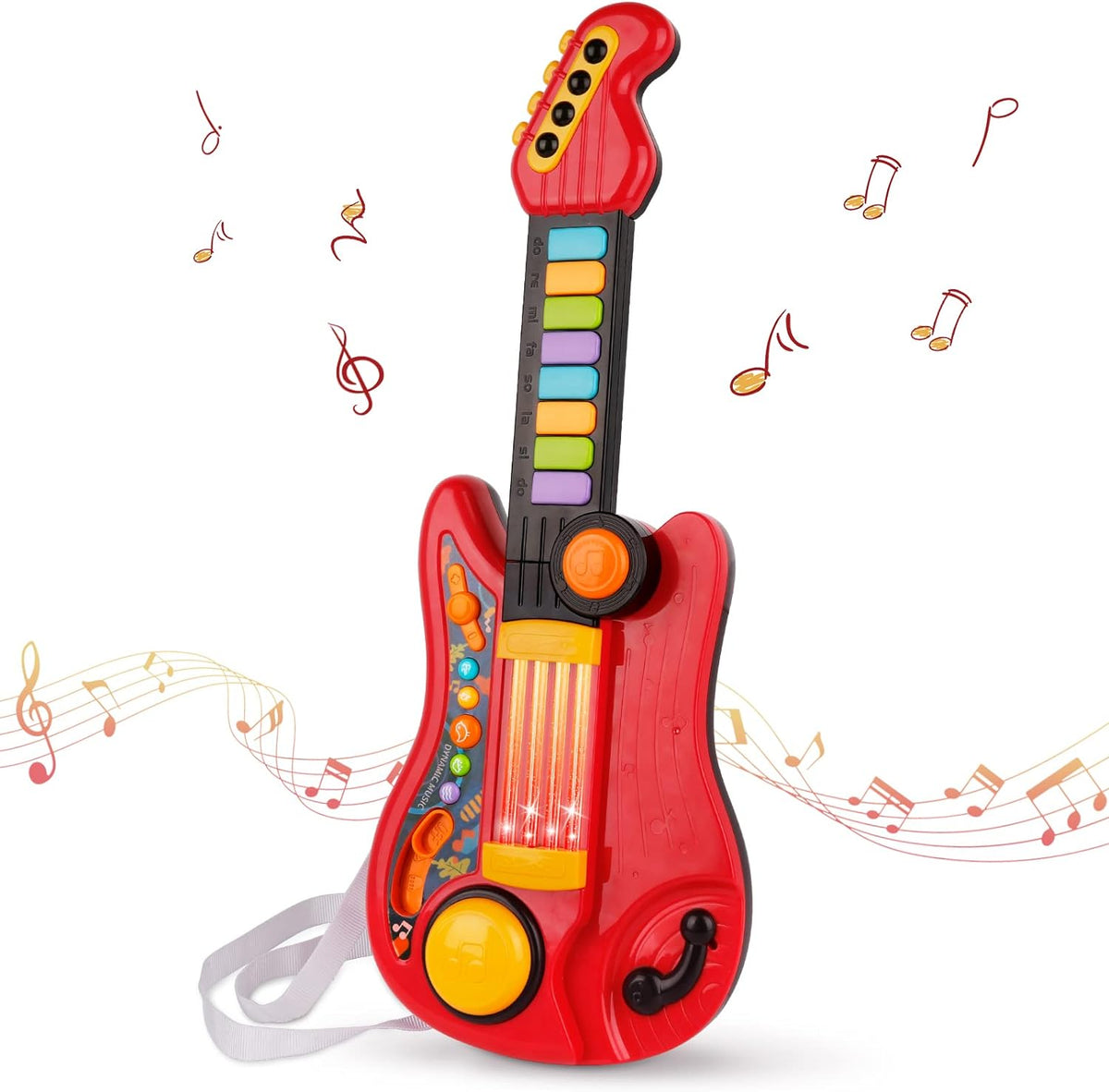 Kid Toddler Toy Guitar 2 in 1 Music Toys Fun Electric Piano Guitars – Fun for Kids & Family - Red