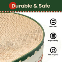 Conlun Oval Cat Scratcher Bed - Christmas Tree with Cat Toy / Medium (16.9"L x 12.9"W x 3.5"Th) - image 4