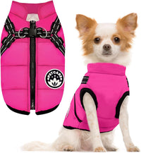 Winter Dog Coat with Harness Built in Waterproof Dog Jackets Warm Pet - Pink / S(Suggest 2-3 lbs)