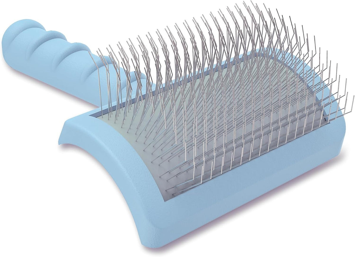 Slicker brush for poodles and doodles with curved handle and 25mm stainless steel pins - view 2