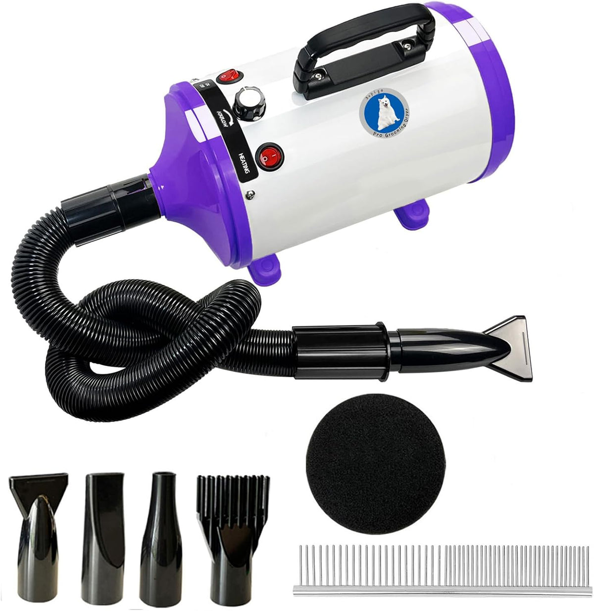 Dog Dryer, High Velocity Professional Dog Grooming Dryer - Purple