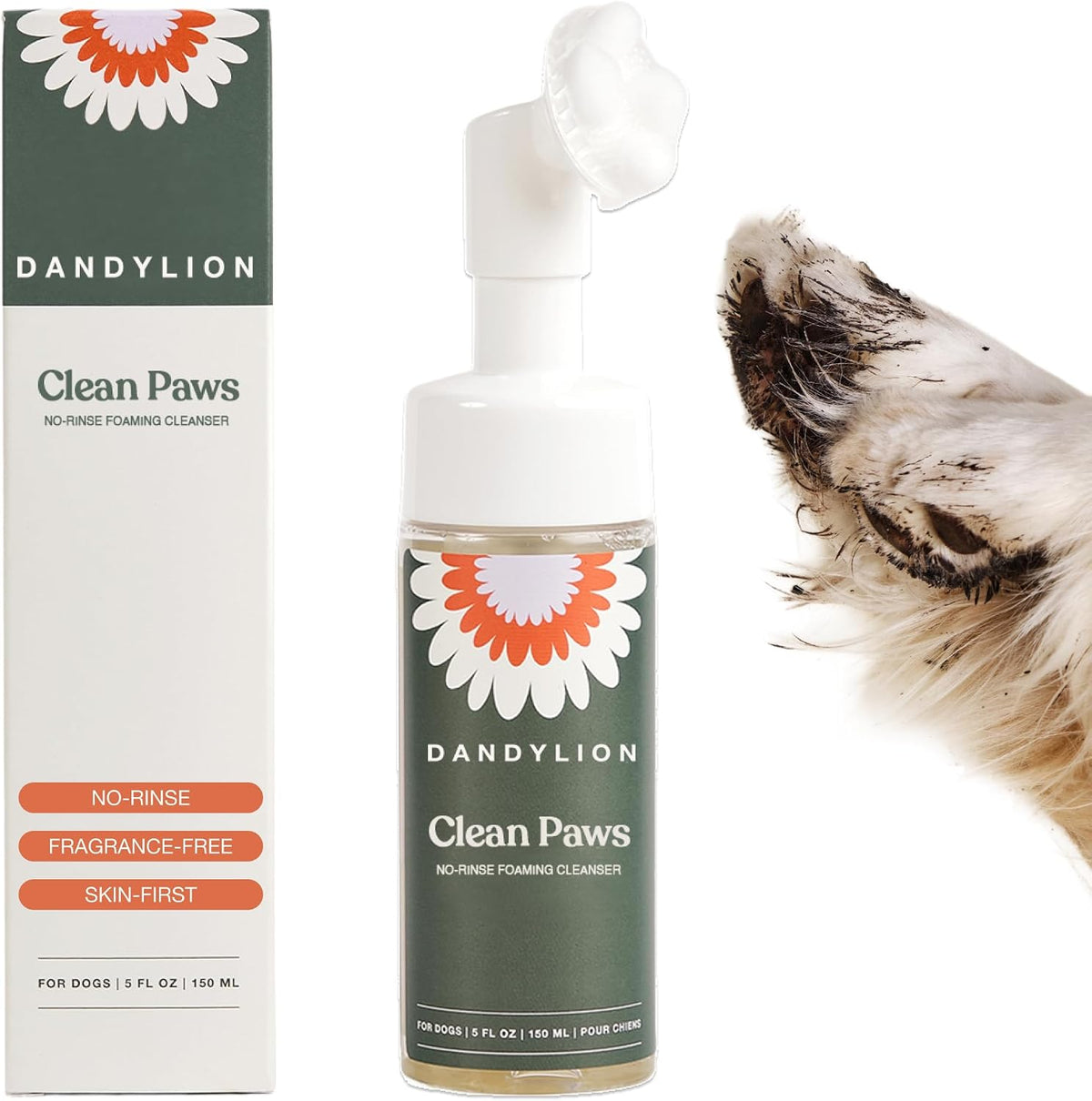 Dandylion, Dog Paw Cleaner, Clean Paws - 5 Fl Oz
