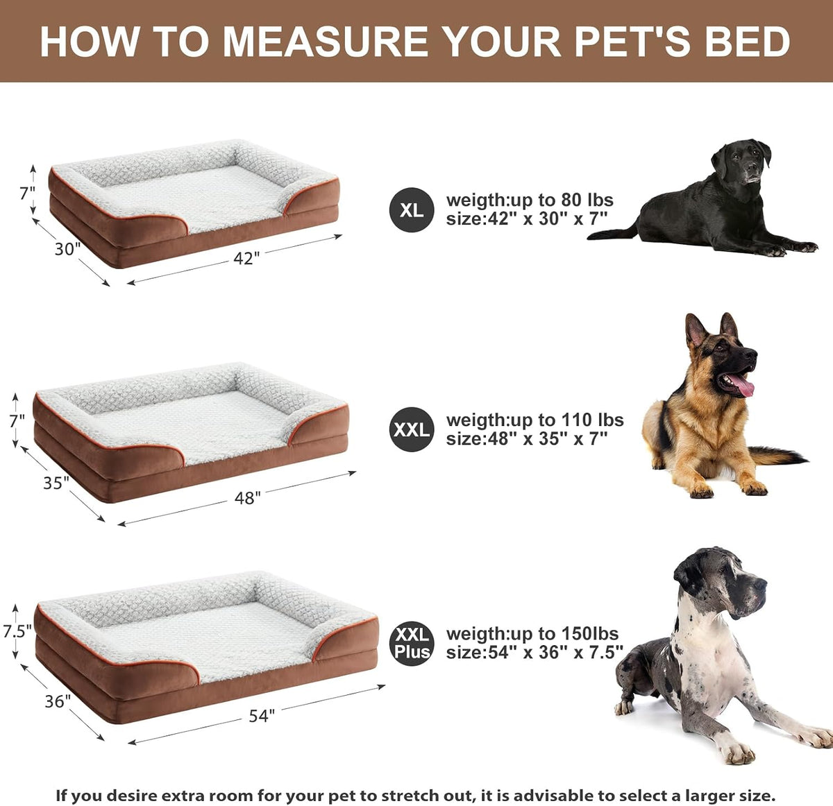 Washable Orthopedic Dog Bed - Coffee / 42"L x 30"W x 7"Th - image 4