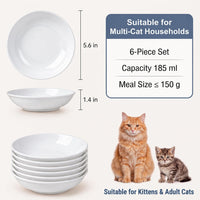 Ceramic Cat Food Bowls 6 Pack - White - No Pads - image 2