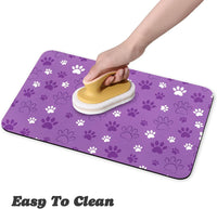 Dog Food Mat, Absorbent Water Bowl Mats Cat Pet Feeding Placemats Pink 20 * 12 inch – Essentials for Dogs - LightPurple / 30"L x 17"W - image 4