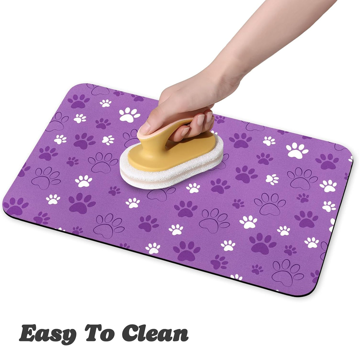 Dog Food Mat, Absorbent Water Bowl Mats Cat Pet Feeding Placemats Pink 20 * 12 inch – Essentials for Dogs - LightPurple / 30"L x 17"W - image 4