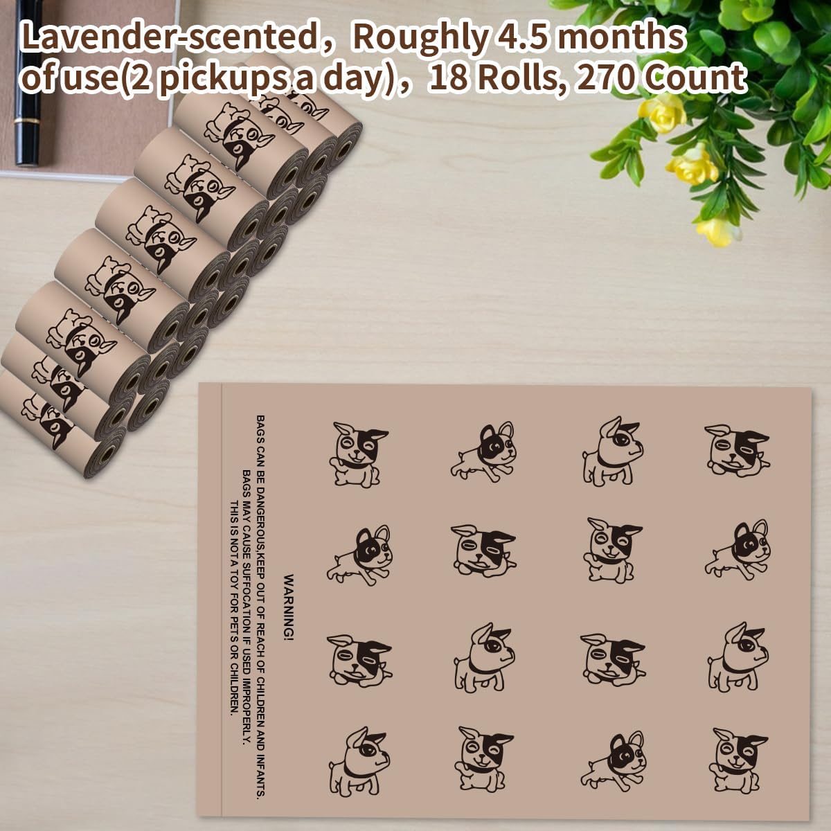 Green Dog Poo Bags Lavender scent, 270 Large Poop Bags - 270coffee - image 2