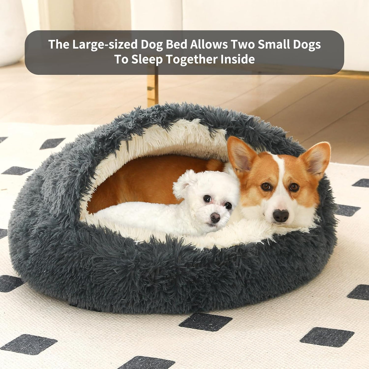 Hooded Donut Dog Bed – Essentials for Dogs - Dark grey / Large 27.5'' - image 3