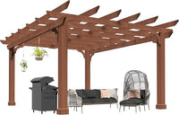 MUPATER 10x12 FT All Cedar Wooden Pergola, Kit with Stakes, Quality Supported Structure, Snow and Wind Supported,Outdoor Pergola with Cedar Framed for Backyard, Deck, Lawn