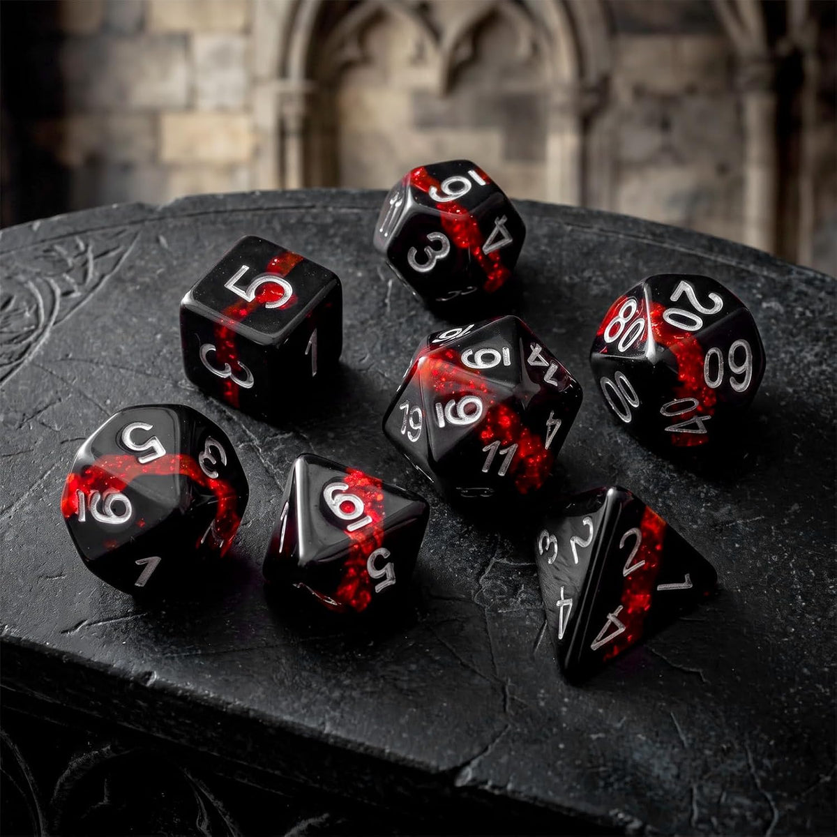 Haxtec Light Green DND Dice Set - Black & Red - image 2