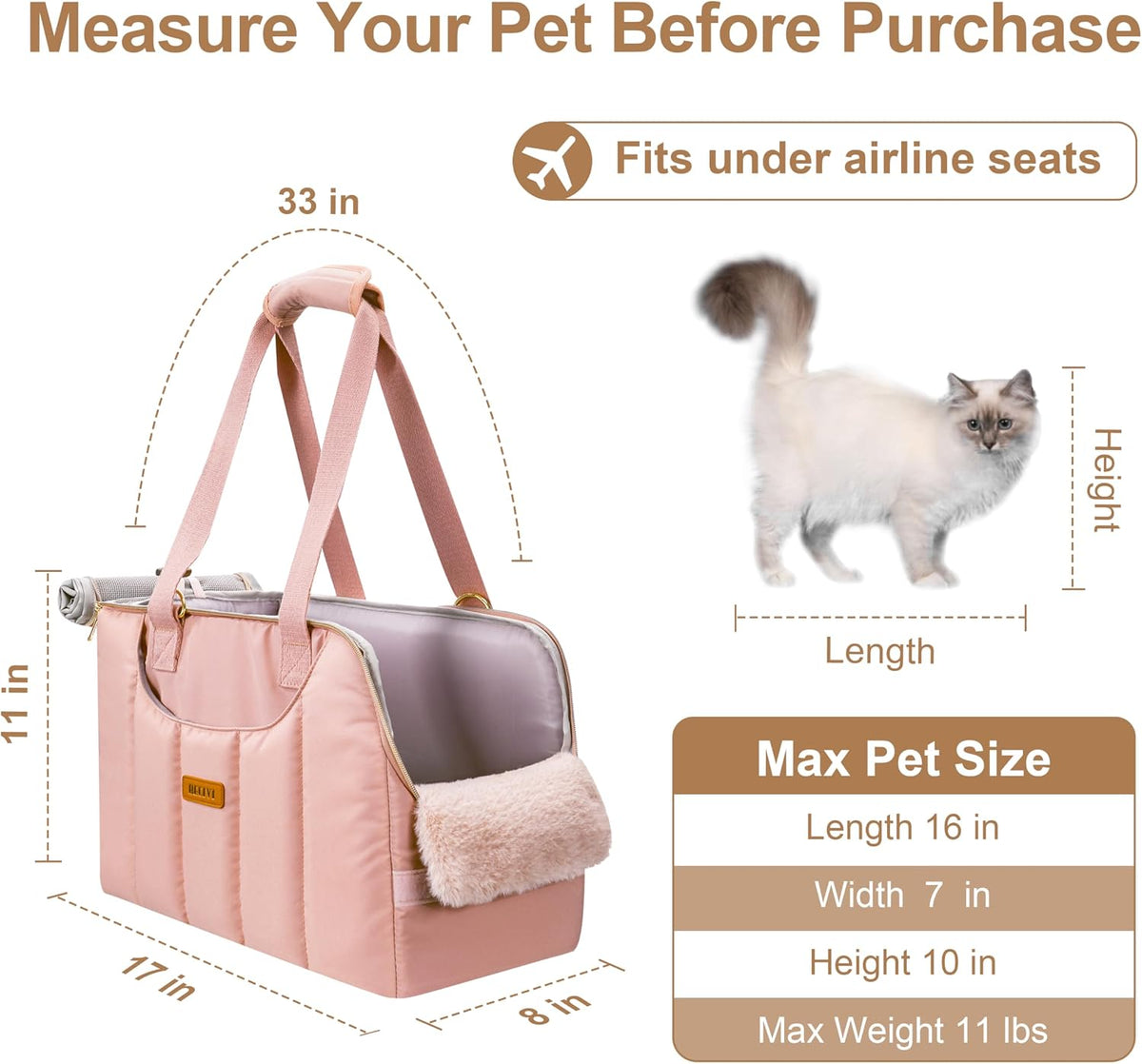 Dog Purse Carrier for Small Dogs Cats Rabbits Up to 12lbs - Pink - image 2
