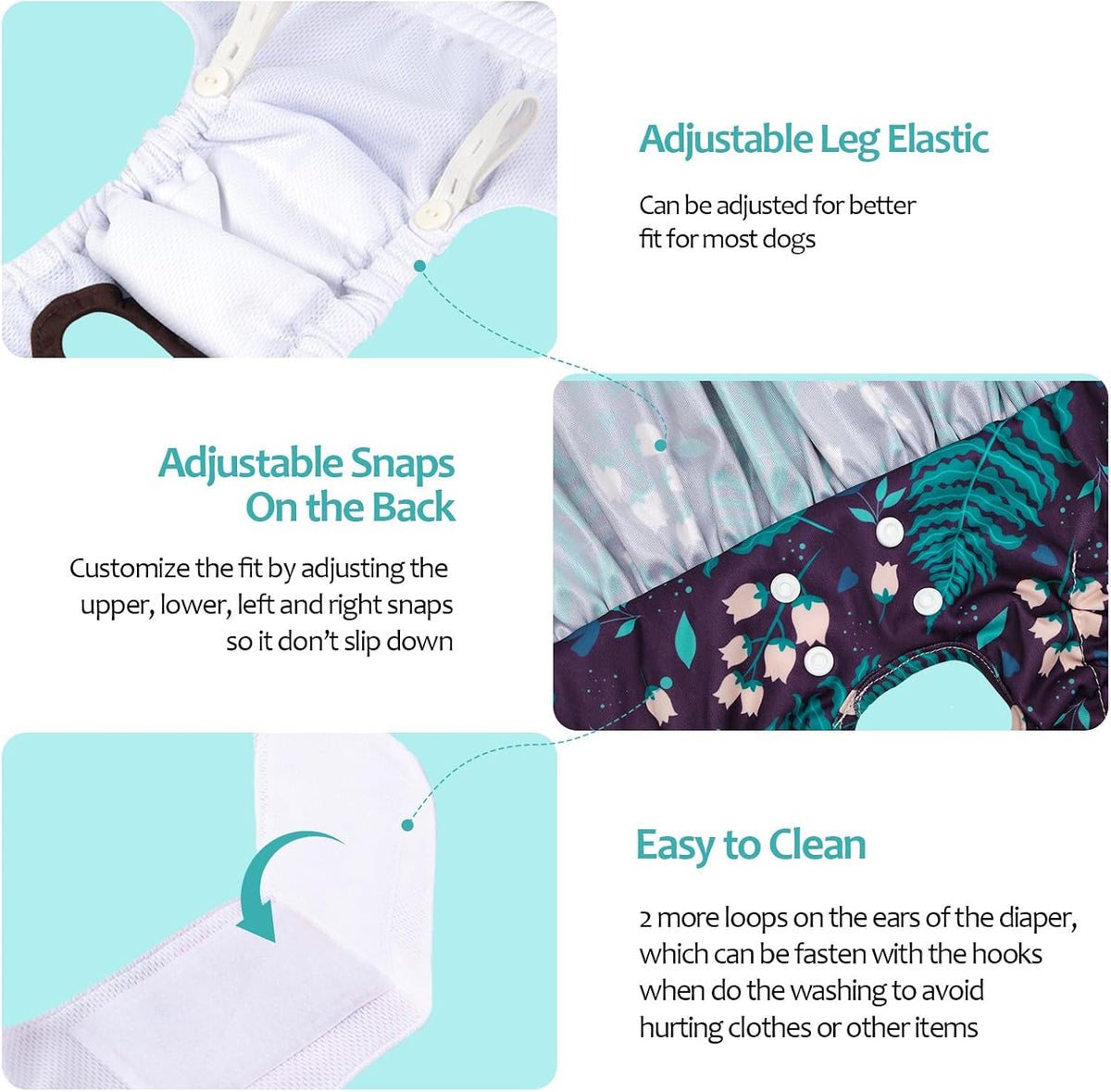 CuteBone Female Dog Diapers with Skirts 3 Pack Reusable Puppy Dresses - Retro florals skirts 3pcs / S - image 3