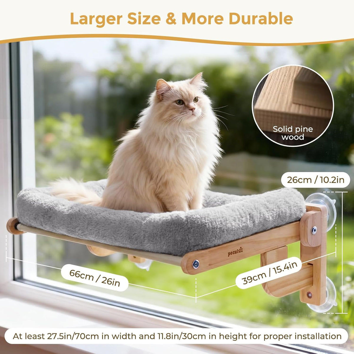 Pecute Foldable Cat Window Perch - Grey / Large - image 2