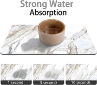 Dog Food Mats for Floors Absorbent, Pet Cat Food Mat - L(17"×30") / Marble White - image 3