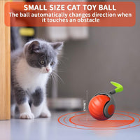 Interactive Cat Ball Toy with Feather - Blue+Orange - image 2