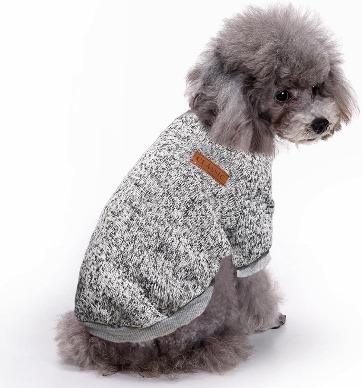 Dog Sweaters for Small Dogs, Soft Fleece Puppy Clothes - Grey / Large - image 2