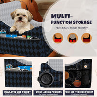 Dog Car Seat for Small/Medium Dogs up to 35lbs - Dark Blue/Black / Medium - image 2