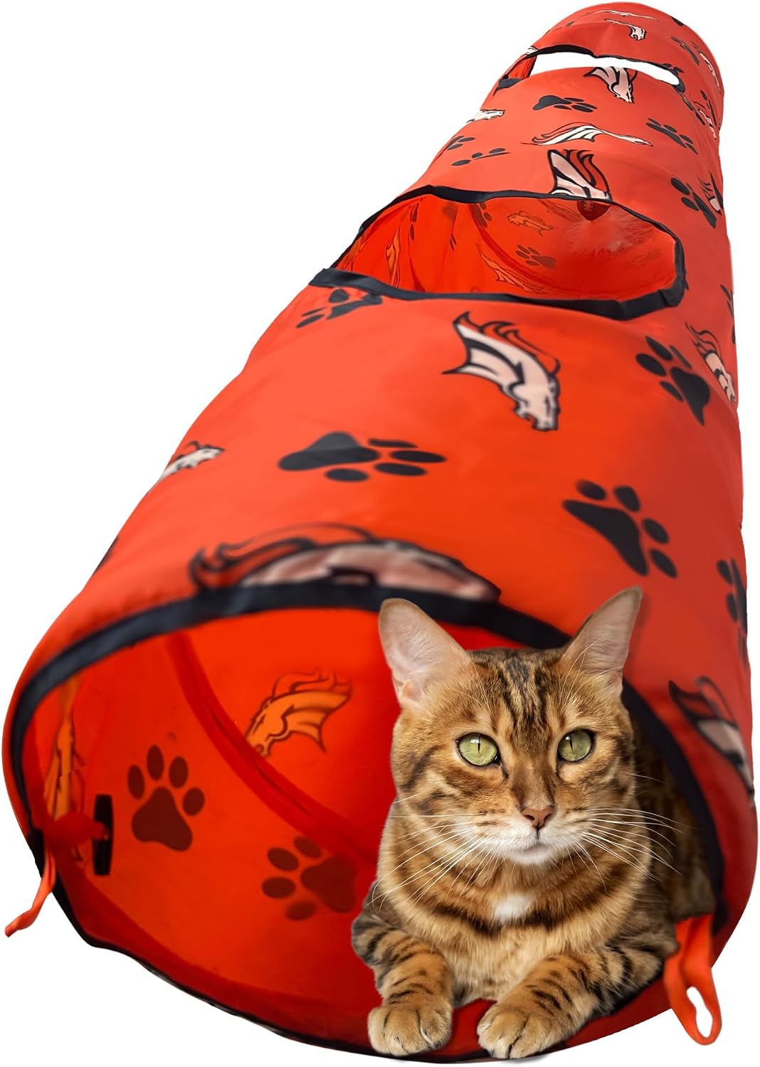 NFL Philadelphia Eagles Cat Tunnel Tube Toy with Plush Football - Denver Broncos