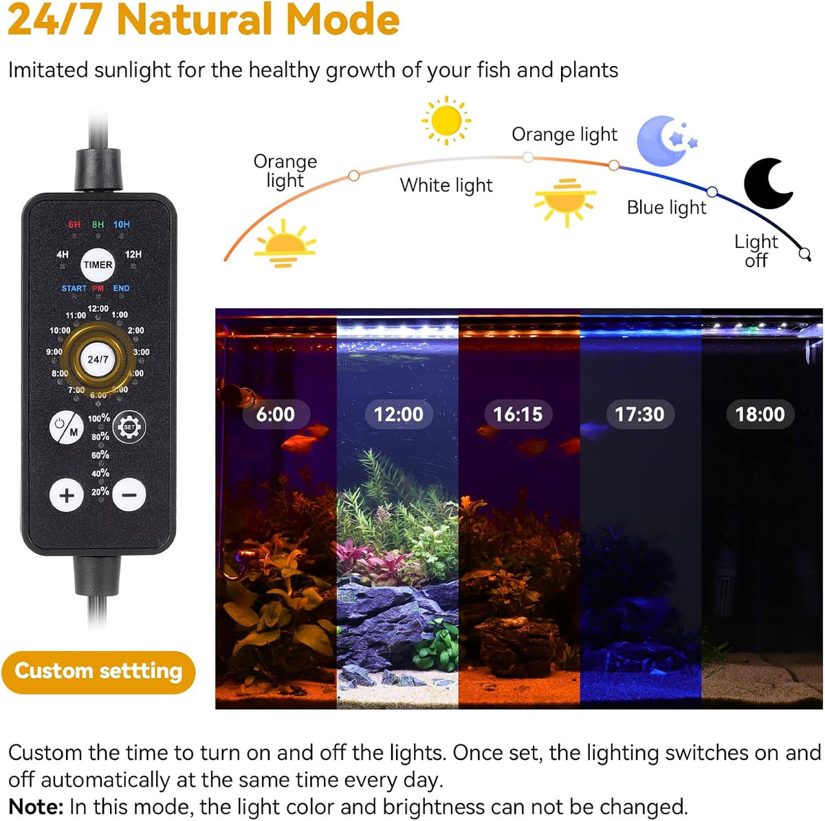 hygger 18W LED Aquarium Light, Sunrise Sunset Mode - 12"- 18" (14W) - image 3