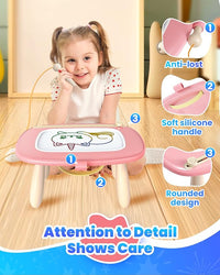 Magnetic Drawing Board, Toddler Girl Toys for 1-2 Year Old, Doodle Board Pad Learning and Educational Kids Toys for 1 2 3 Year Old Baby Girl Birthday Christmas GIF- Pink