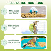 2LB Spray Millet Bird Treat for Parakeets, Natural Sun-Dried Birds Millet Spray for Parrots, Finches, Cockatiel, Budgie & Hamster, Bird Food Bulk