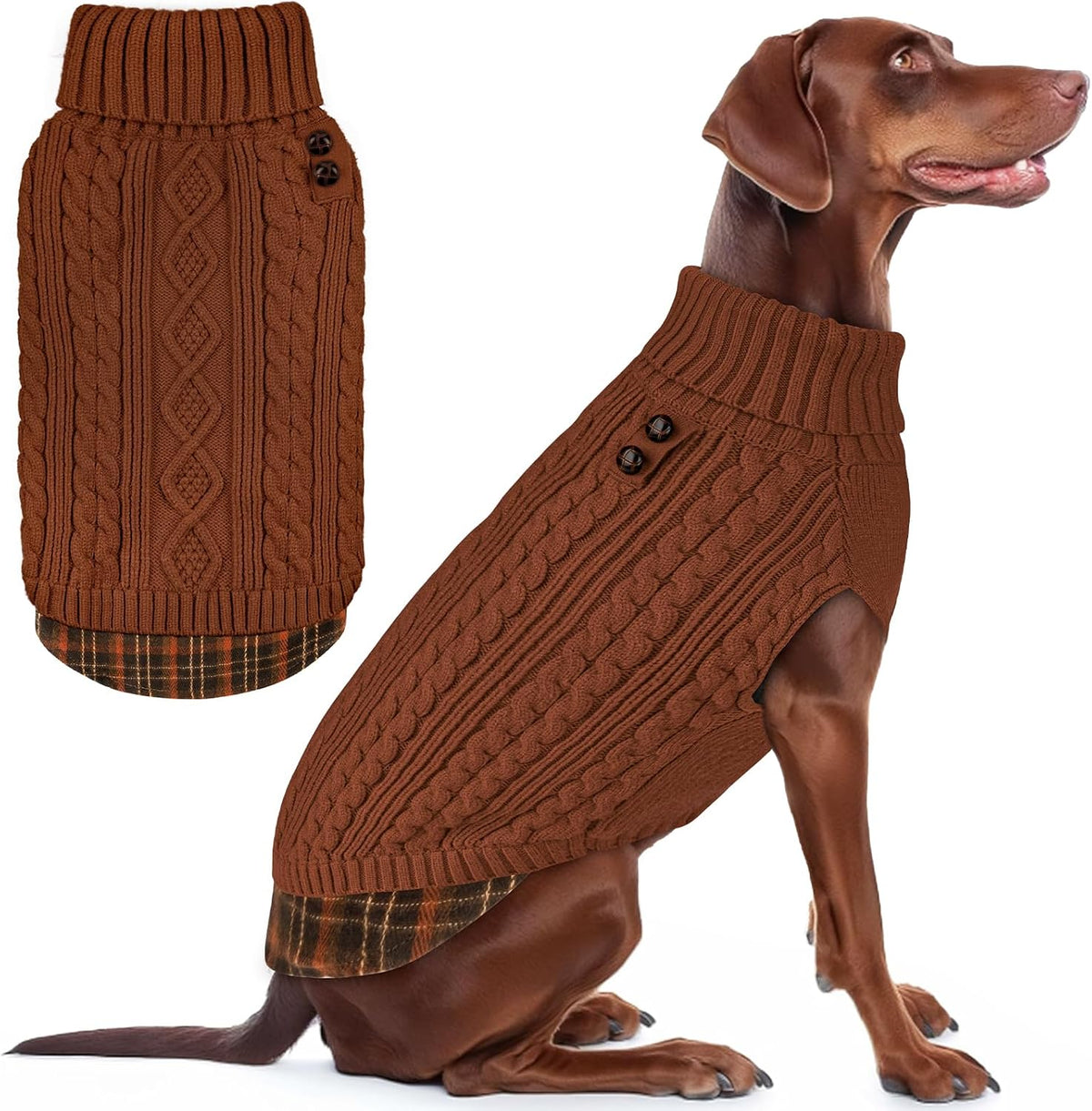 KYEESE Dog Sweater for Small Dogs Turtleneck Thick Knit Pullover – Essentials for Dogs - 3XL (60-80lbs) / 9# Brown