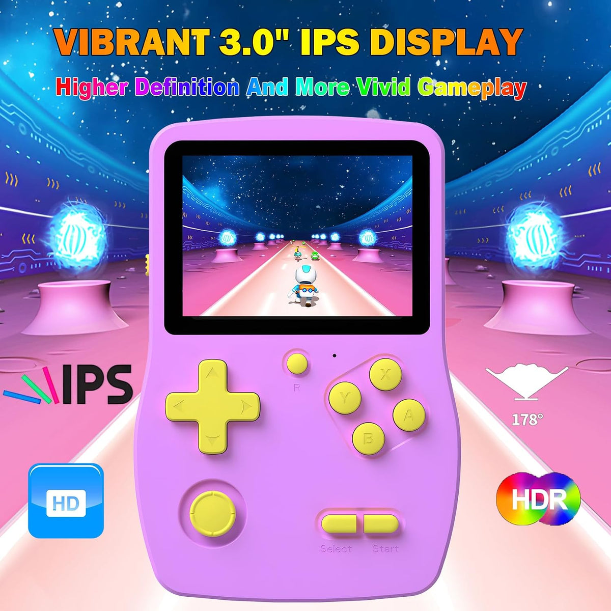 32 Bit Handheld Games for Kids Preloaded 139 Retro Video Games - Purple - image 3