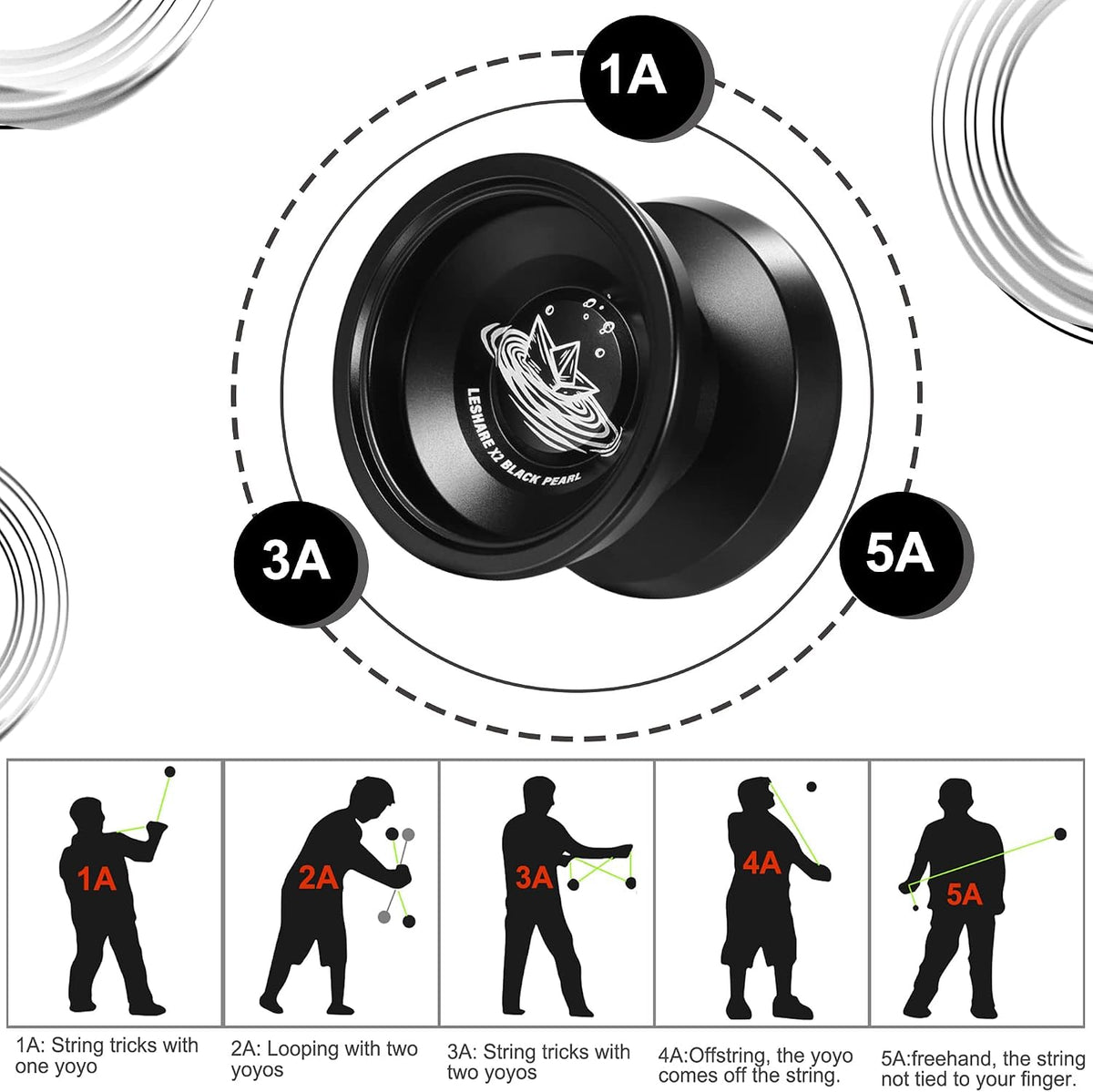 LESHARE X2 Dual-Mode Yoyo for Advanced Players & Teens Beginners – Fun for Kids & Family - Black - image 4