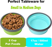 Joyinjojo Collapsible Dog Bowls with Lids - Medium / Blue / Green - image 3