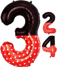 40 Inch Vibrant Spider-Themed Number Foil Balloons - Black Red / 3