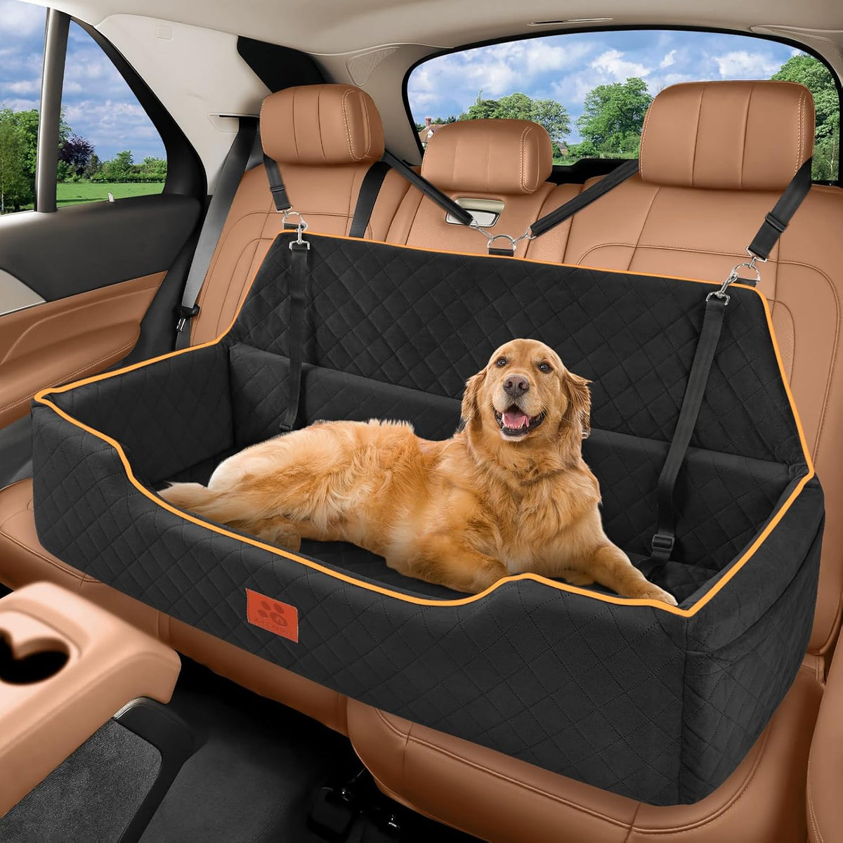 XIEEAOZEE Large Dog Car Seat for Pets Under 100 lbs - Black