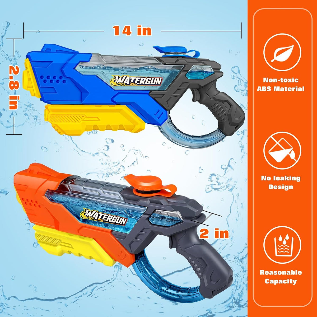4 Pack Water Guns for Kids and Adult - 4 Pack Colorful - image 3