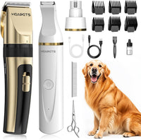 HEAPETS Dog Hair Clippers for Grooming Kit and Dog Paw Trimmer Nail - Gold-white
