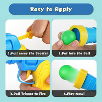 Low Noise Interactive Cat Ball Launcher Gun, 1 Noise-Reduced Launcher (New Upgraded), 20 Pcs Colorful Silent Plush Pom Pom Balls (1.2 inches), with 4 Pcs Cat Spring Toy