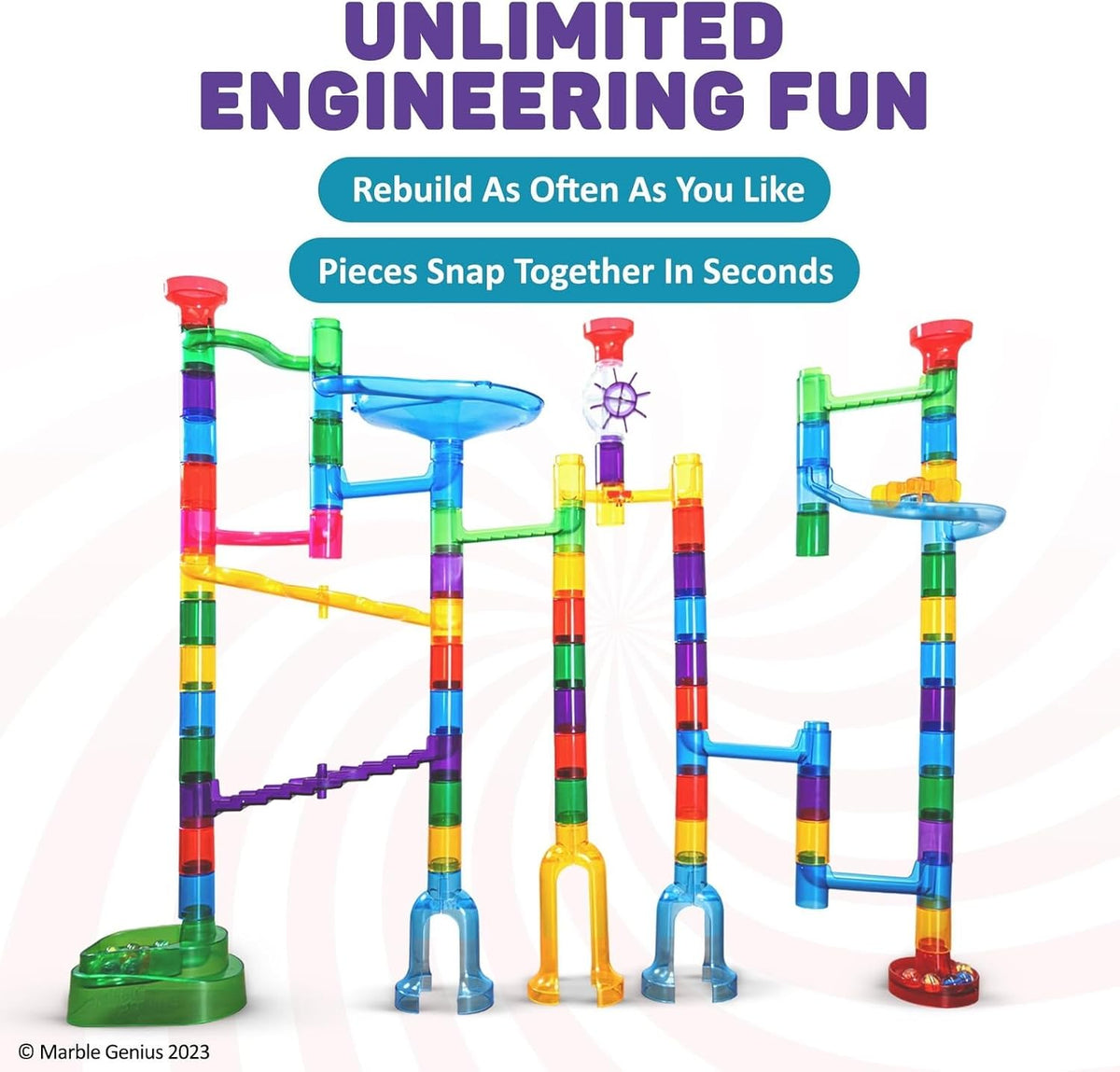Marble Genius Marble Run Super Set, 150 Translucent Pieces - 85 Pieces - Explorer Set - image 4