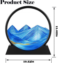 GEKETY 3D moving sand art picture in a round glass frame with layered blue sand - view 19