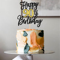 1 PCS Happy 60th Birthday Cake Topper Black Gold Glitter Cheers to 60 - 90th - image 4