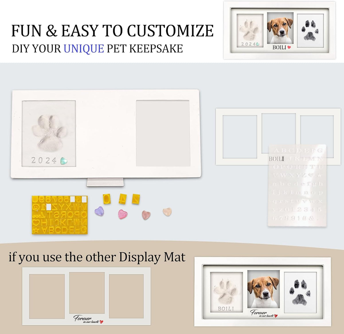 MYPAWLETS Paw Print Frame Kit, Dog/Cat Pawprints Keepsake - White - image 4