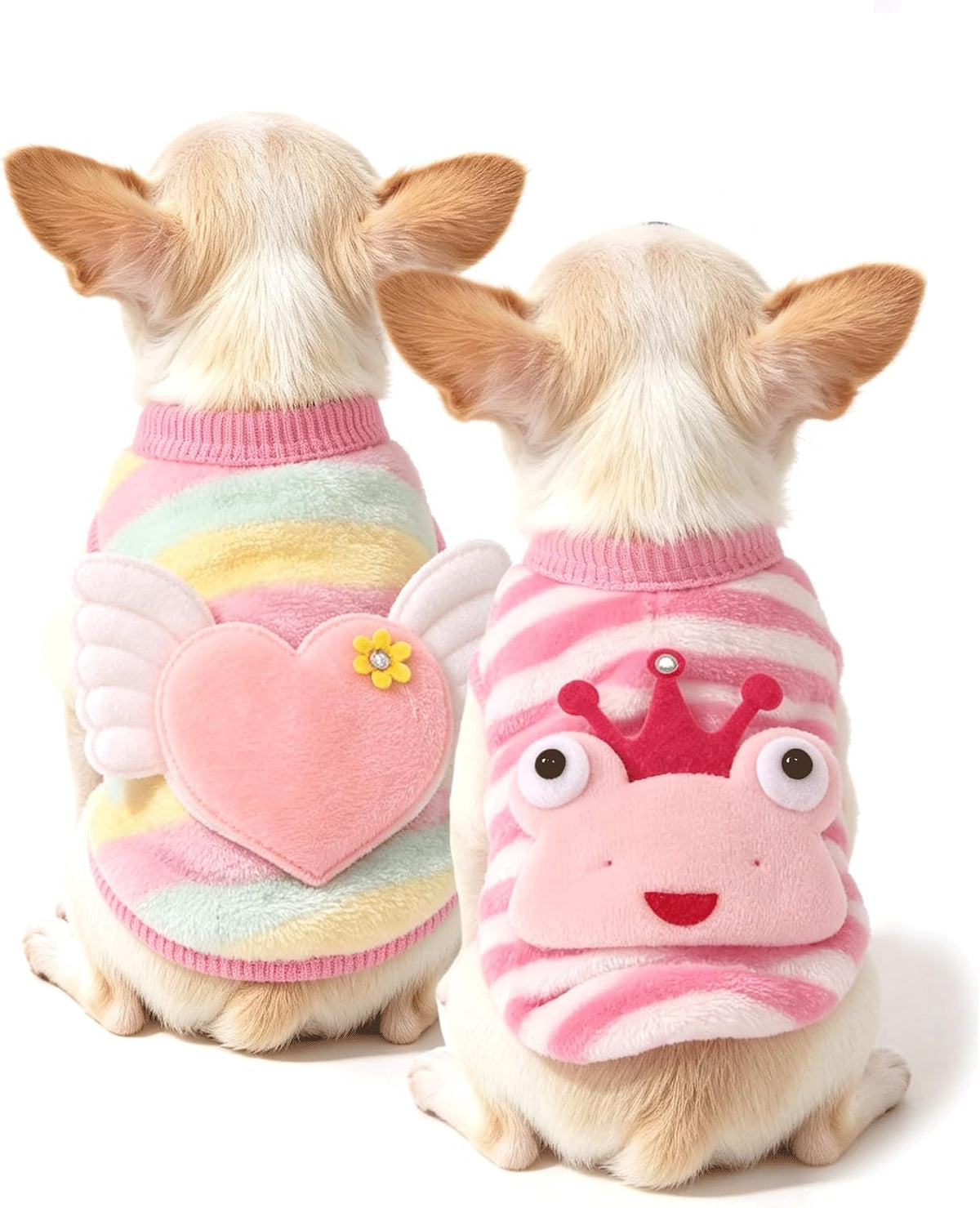 2 Pieces 0.8-1.5lb Teacup Dog Clothes Dog Sweaters for Small Dogs - XXX-Small(for 0.8-1.5lb) / Pink