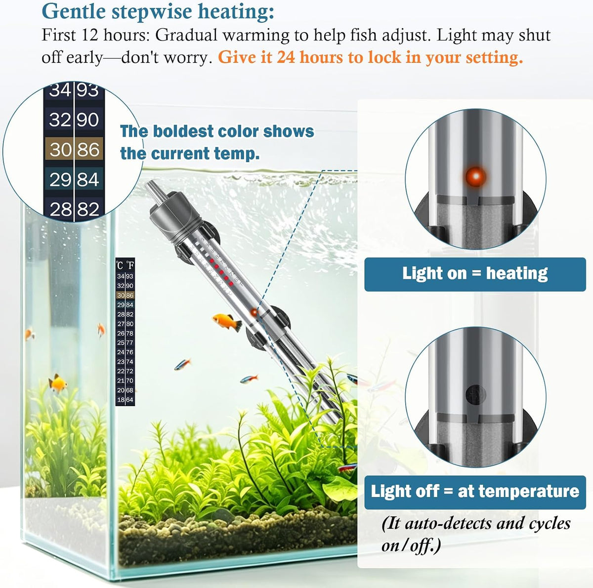 HITOP 50W Adjustable Aquarium Heater - 10.4in-200w - image 4