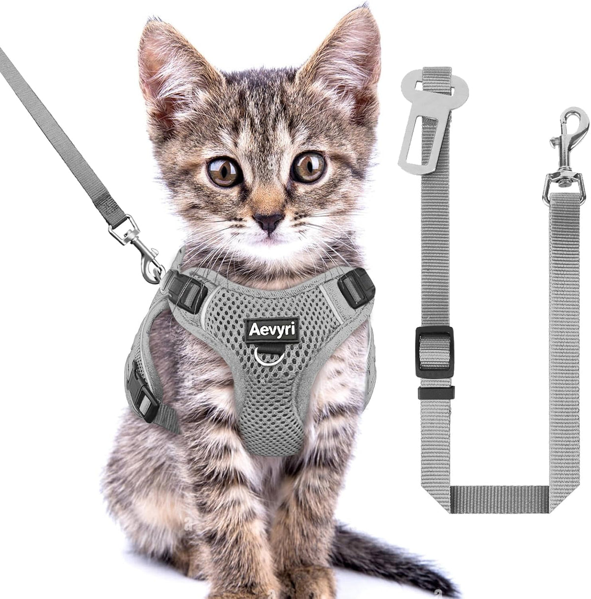 Cat Harness, Cat Harness and Leash for Walking - Grey / XS(3-5lb)