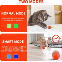 Interactive Cat Ball Toy with Feather - Blue+Orange - image 3