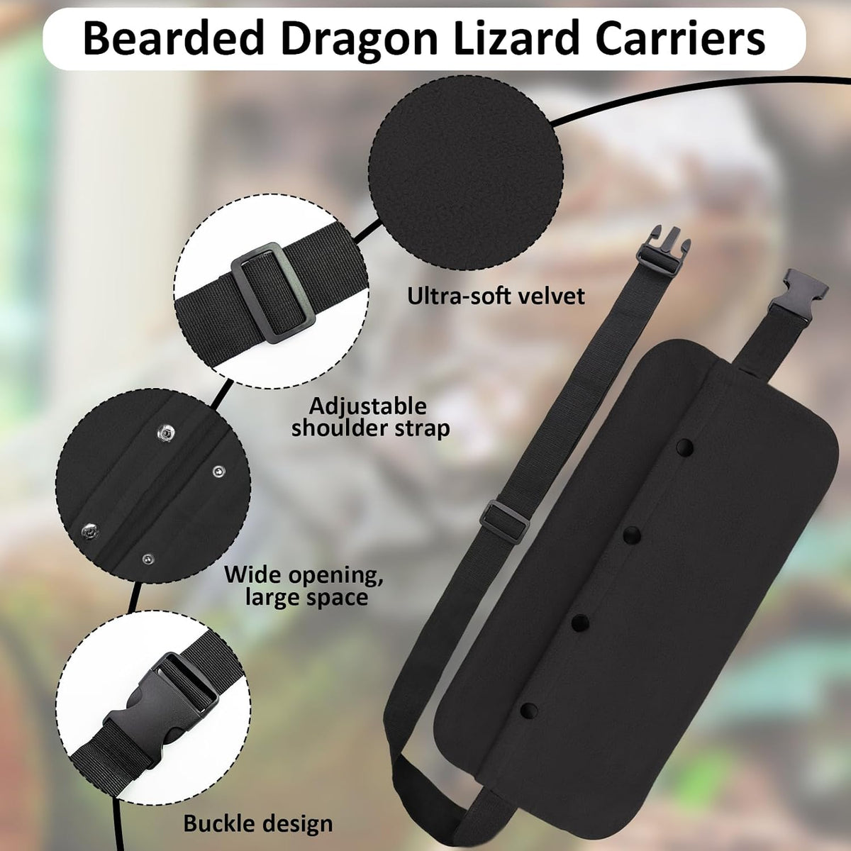 Bearded Dragon Leash and Harness Set, Bearded Dragon Accessories - Black - image 3