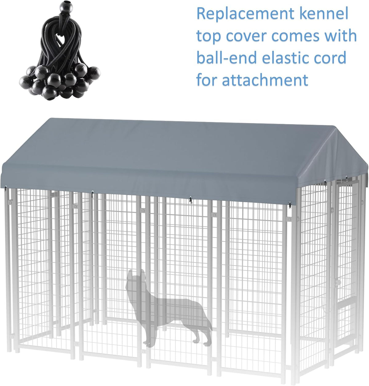 5x10 FT Dog Kennel Cover 900D Waterproof UV Outdoor Roof Replacement - Gray / 8'L x 4'W - image 3