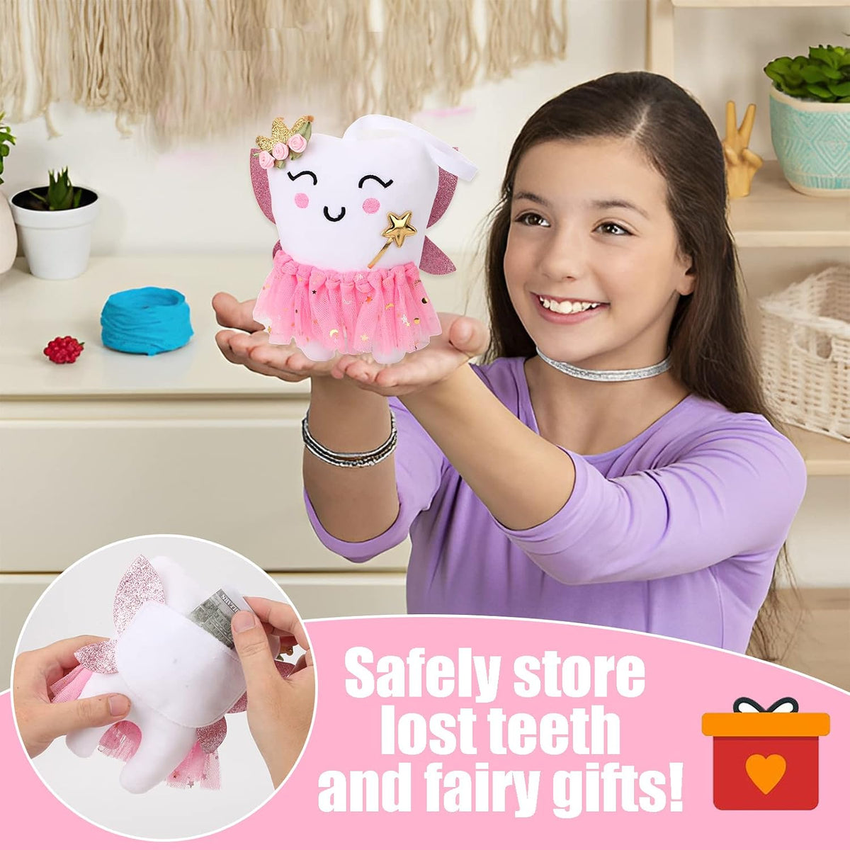 SQIMZAR Tooth Fairy Pillow - Pink - image 4