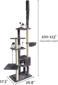 FurHaven 69.3" Tall Cat Scratching Post Tower for Indoor Cats - Cat Tower / Skyscraper Playground (Gray) - image 3