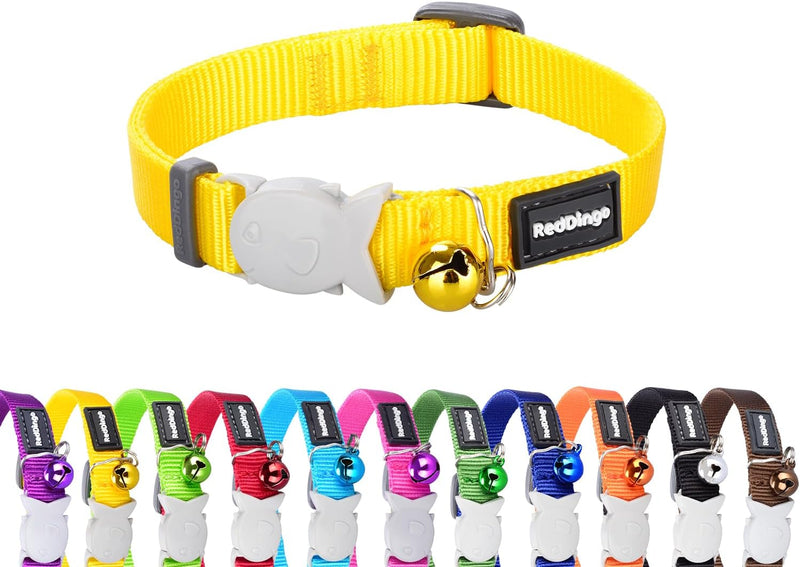 Red Dingo Classic Safety Release Breakaway Cat Collar - Yellow